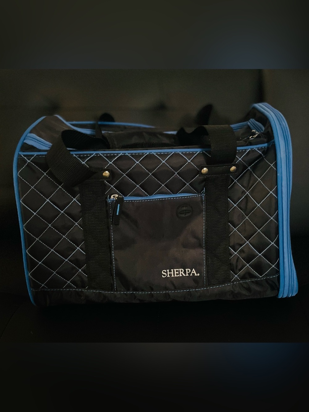 NWOT Sherpa Element Deluxe Pet Carrier Medium Quilted Black Blue Dog Cat Carrier